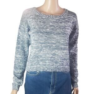 Minkpink Size S Heathered Blue Cropped Long Sleeve Lightweight Sweater Spring